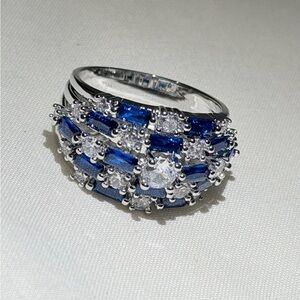 New Blue Baguette Cut Zircon SAPPHIRE ETERNITY Ring 7